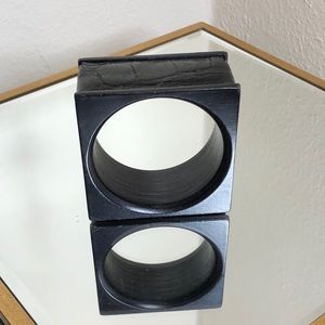 Bottega Veneta chunky wood and leather bangle